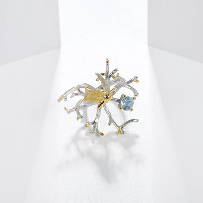 Anillo de Cristal Vintage con Elemento Pájaro y Flor - Estilo Retro Europeo - Image 7