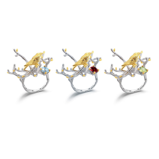 Anillo de Cristal Vintage con Elemento Pájaro y Flor - Estilo Retro Europeo - Image 8