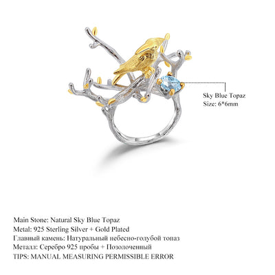 Anillo de Cristal Vintage con Elemento Pájaro y Flor - Estilo Retro Europeo - Image 6