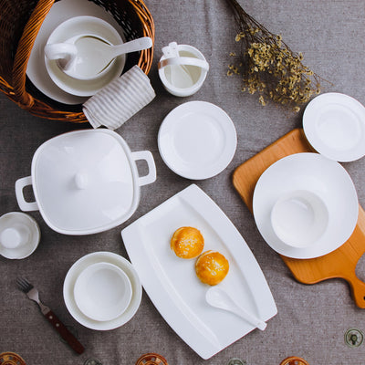 Vajilla de Porcelana Jingdezhen Aislante Térmica - Juego de Platos y Bowls Elegantes para Comedor - Image 32