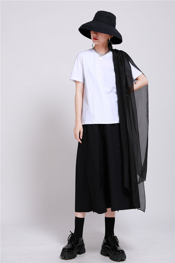 Blusa Coreana de Manga Corta con Diseño Exclusivo y Detalles en Organza