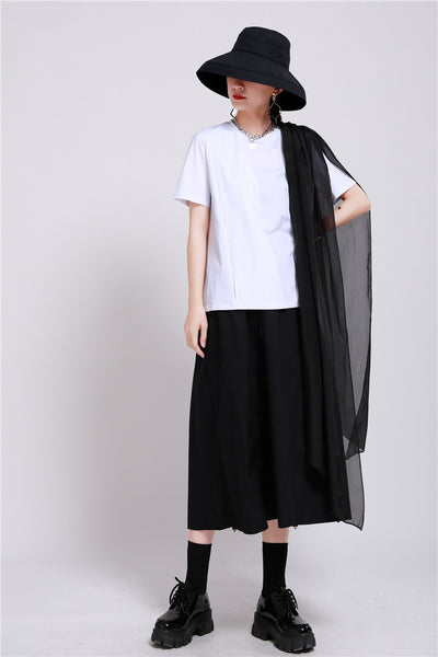 Blusa Coreana de Manga Corta con Diseño Exclusivo y Detalles en Organza