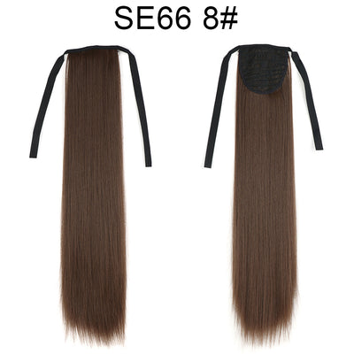 Extensión de Cabello Liso Largo con Cola de Caballo Invisible y Multicolor - Image 36