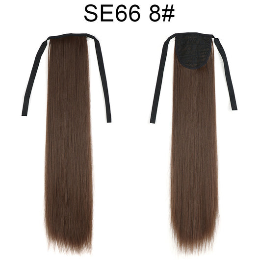 Extensión de Cabello Liso Largo con Cola de Caballo Invisible y Multicolor - Image 36