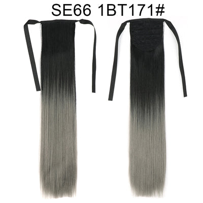 Extensión de Cabello Liso Largo con Cola de Caballo Invisible y Multicolor - Image 38