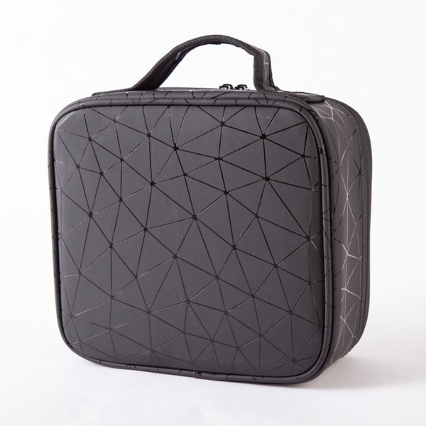 Estuche de Cosméticos Portátil con Diseño Geométrico de Diamante