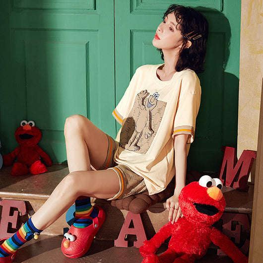 Pijama de Pareja Sesame Street Verano Algodón Mujer Manga Corta - Image 10