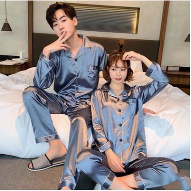 Bridal Couple Ice Silk Pajamas - Spring Autumn Red Set for Bride and Groom