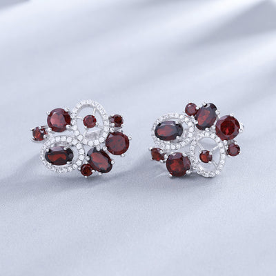 Aretes de Piedra Natural con Granate - Plata 925 Estilo Retro Europeo - Image 9