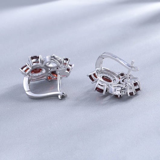 Aretes de Piedra Natural con Granate - Plata 925 Estilo Retro Europeo - Image 10