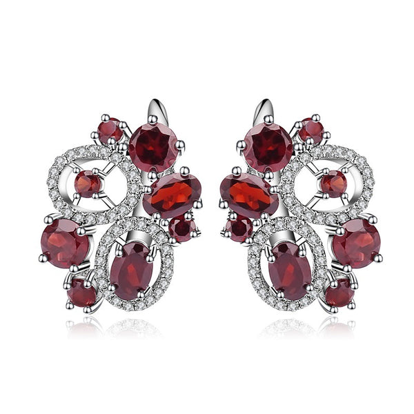 Aretes de Piedra Natural con Granate - Plata 925 Estilo Retro Europeo