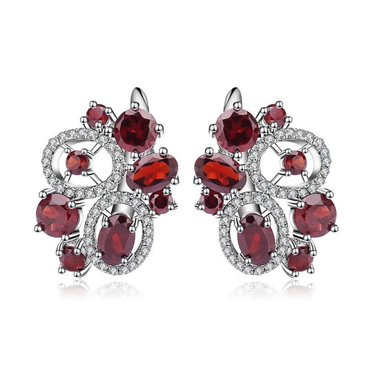 Aretes de Piedra Natural con Granate - Plata 925 Estilo Retro Europeo