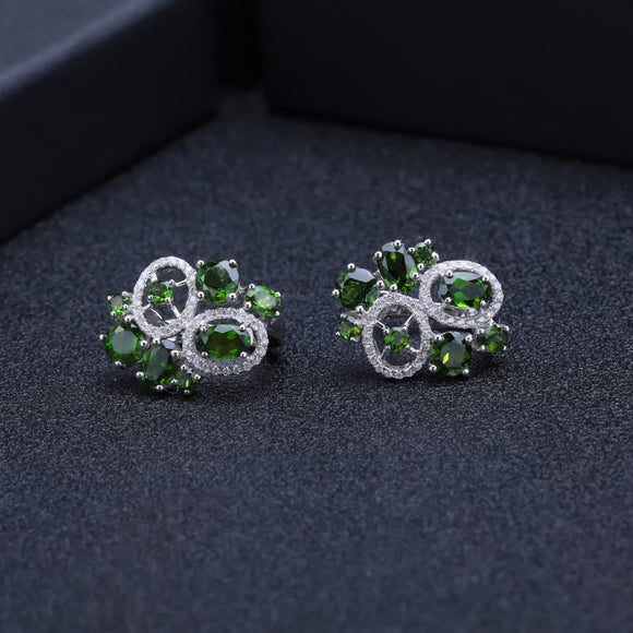 Aretes de Piedra Natural con Granate - Plata 925 Estilo Retro Europeo
