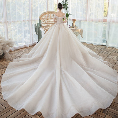 Vestido de Novia Asimétrico Hada Bosque con Cola Estrellada - Image 3