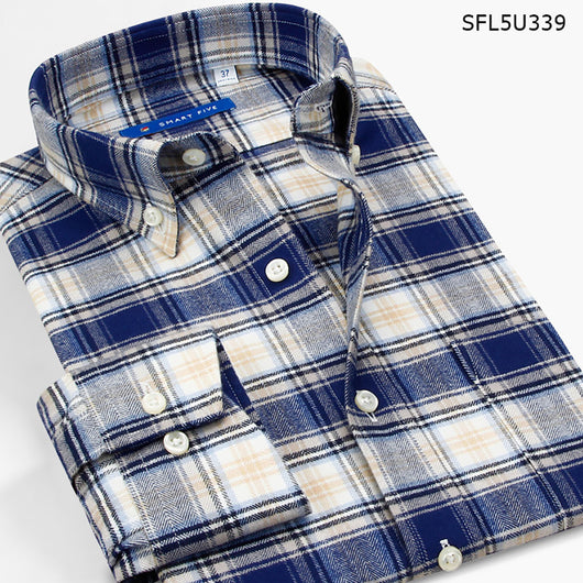 Camisa de Franela Cuadros Hombre Manga Larga Slim Fit Casual Negocios - Image 14