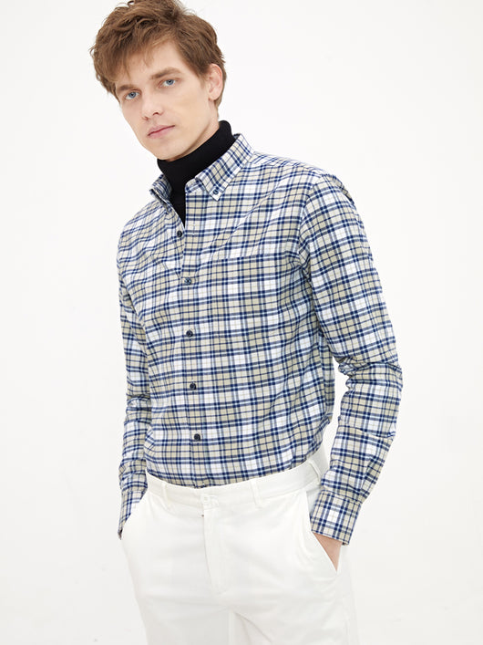 Camisa de Franela Cuadros Hombre Manga Larga Slim Fit Casual Negocios - Image 3
