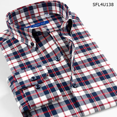 Camisa de Franela Cuadros Hombre Manga Larga Slim Fit Casual Negocios - Image 9