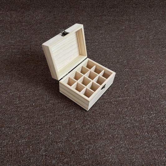 Bolsa de Almacenamiento de Madera de Pino con Compartimentos Cuadrados para Aceites Esenciales