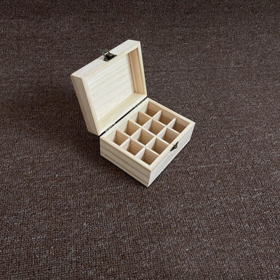 Bolsa de Almacenamiento de Madera de Pino con Compartimentos Cuadrados para Aceites Esenciales