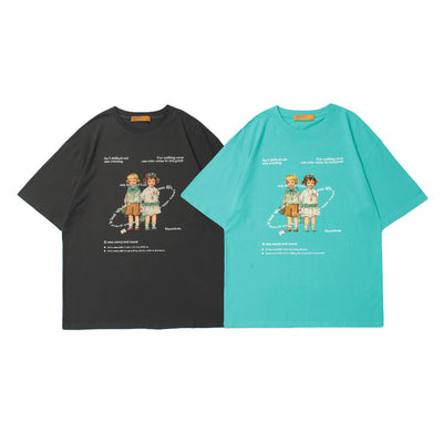 Camiseta Retro Estampada Unisex - Estilo Vintage Casual para Parejas