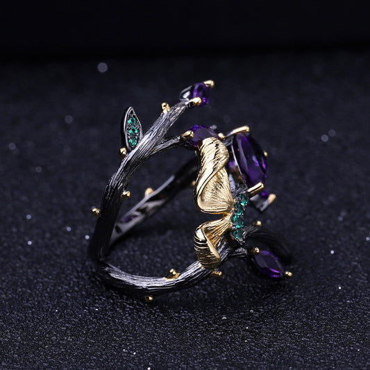 Anillo de Plata 925 con Amatista - Diseño Artesanal Italiano - Image 2
