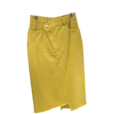 Falda Elegante de Cintura Alta con Botones y Borde Deshilachado - Image 2
