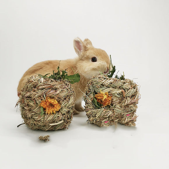 Pelota de Pasto Natural con Flores Silvestres para Mascotas Pequeñas
