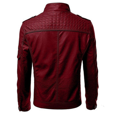 Chaqueta de Cuero Casual para Hombre - Estilo Europeo con Cierre de Cremallera - Image 8