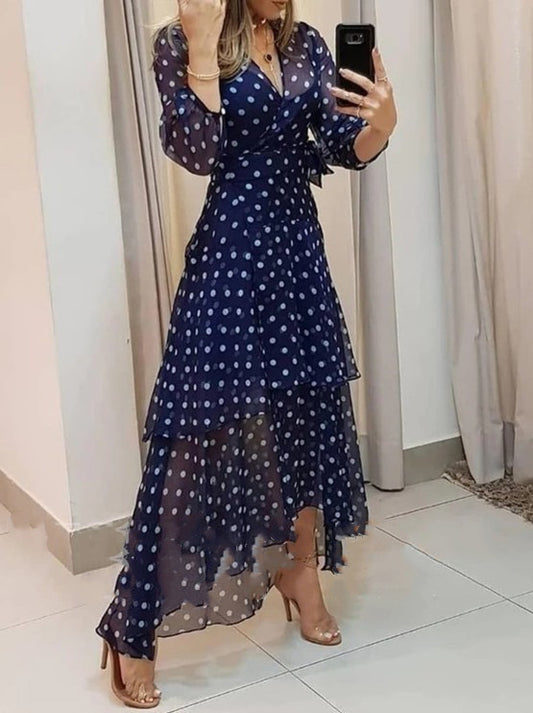Vestido Azul Estampado para Mujer - Diseño Moderno y Versátil