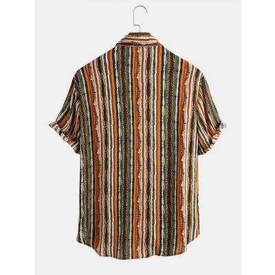 Camisa de Playa Manga Corta a Rayas para Hombre - Image 5