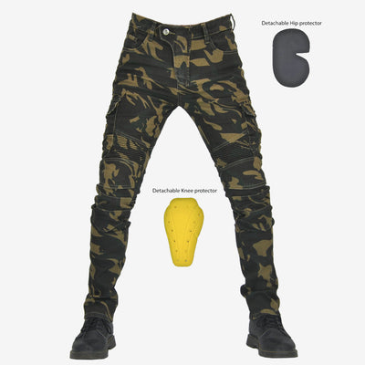 Pantalones de Motociclismo Tácticos Verde Militar con Múltiples Bolsillos y Protección Anti-Caída - Image 8