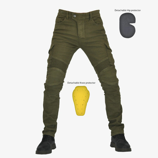 Pantalones de Motociclismo Tácticos Verde Militar con Múltiples Bolsillos y Protección Anti-Caída - Image 9