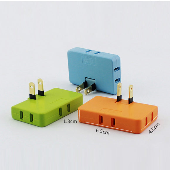Adaptador Convertidor de Enchufe US Ultra Delgado - Enchufe Giratorio 1 a 3 Tomas Portátil