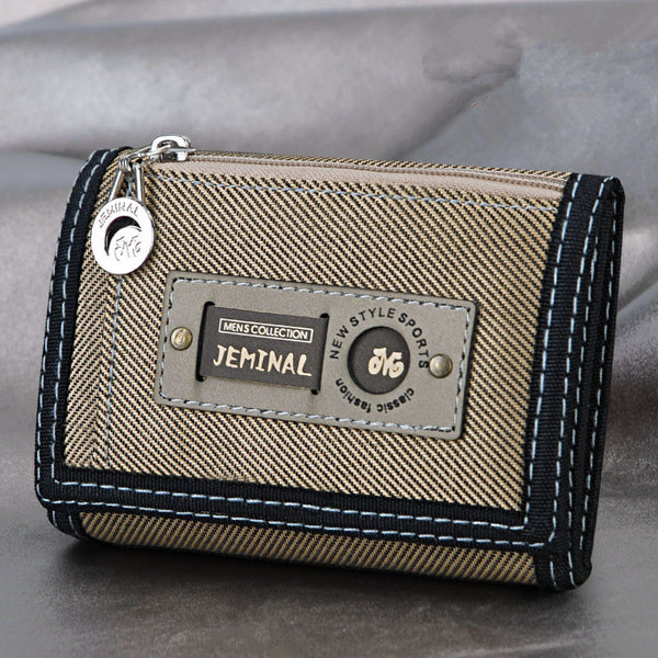 Billetera Pequeña de Lona para Hombre con Cierre y Compartimentos Múltiples - Image 4