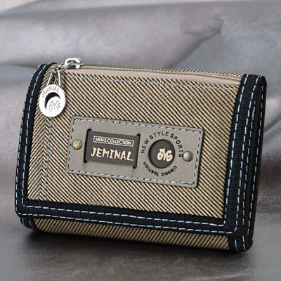 Billetera Pequeña de Lona para Hombre con Cierre y Compartimentos Múltiples - Image 4