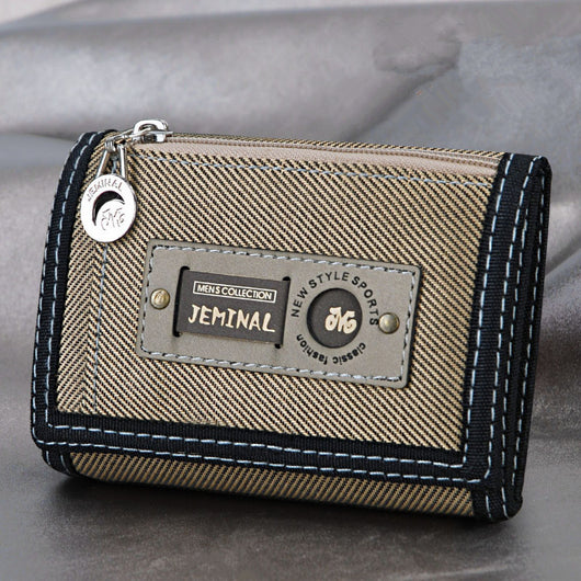 Billetera Pequeña de Lona para Hombre con Cierre y Compartimentos Múltiples - Image 4