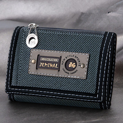 Billetera Pequeña de Lona para Hombre con Cierre y Compartimentos Múltiples - Image 5