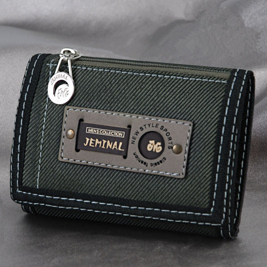 Billetera Pequeña de Lona para Hombre con Cierre y Compartimentos Múltiples - Image 3