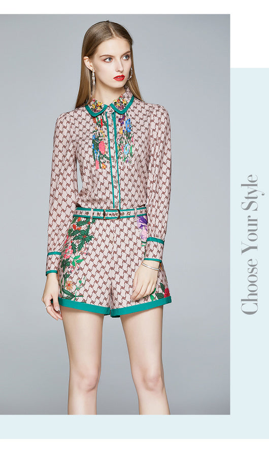 Conjunto de Dos Piezas Estilo Europeo: Camisa con Solapa y Short Cintura Alta - Image 9