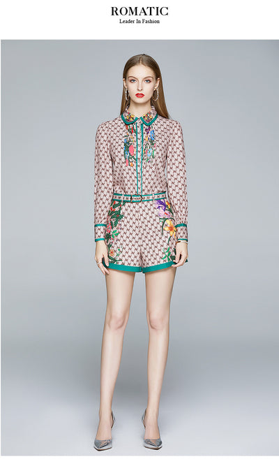 Conjunto de Dos Piezas Estilo Europeo: Camisa con Solapa y Short Cintura Alta - Image 3