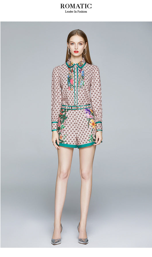 Conjunto de Dos Piezas Estilo Europeo: Camisa con Solapa y Short Cintura Alta - Image 3