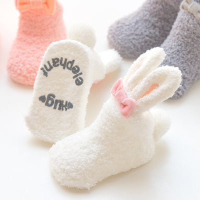 Calcetines Tubo de Felpa Coral con Conejito Blanco para Niñas - Image 10