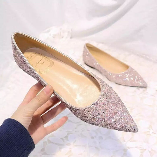 Zapatos de Novia Planos con Lentejuelas - Dorados Brillantes para Novia y Damas de Honor - Image 5