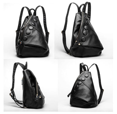 Mochila de Cuero Genuino Textura Litchi Estilo Preppy para Adolescentes - Image 10