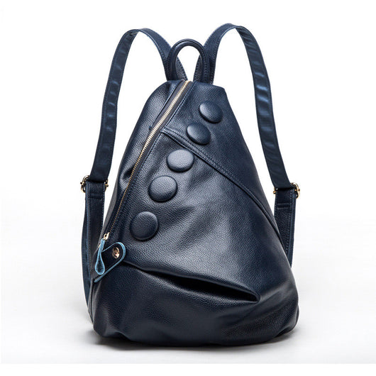 Mochila de Cuero Genuino Textura Litchi Estilo Preppy para Adolescentes - Image 11