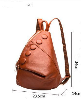 Mochila de Cuero Genuino Textura Litchi Estilo Preppy para Adolescentes - Image 9