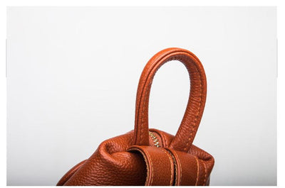 Mochila de Cuero Genuino Textura Litchi Estilo Preppy para Adolescentes - Image 13