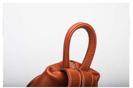 Mochila de Cuero Genuino Textura Litchi Estilo Preppy para Adolescentes - Image 13
