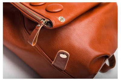 Mochila de Cuero Genuino Textura Litchi Estilo Preppy para Adolescentes - Image 14