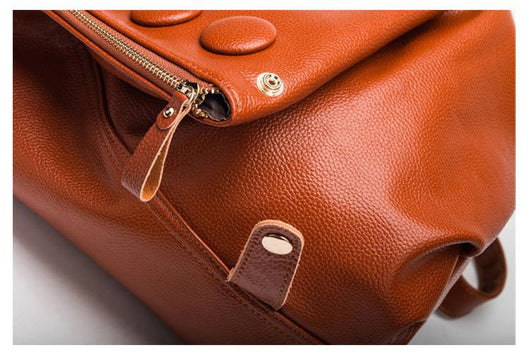 Mochila de Cuero Genuino Textura Litchi Estilo Preppy para Adolescentes - Image 14
